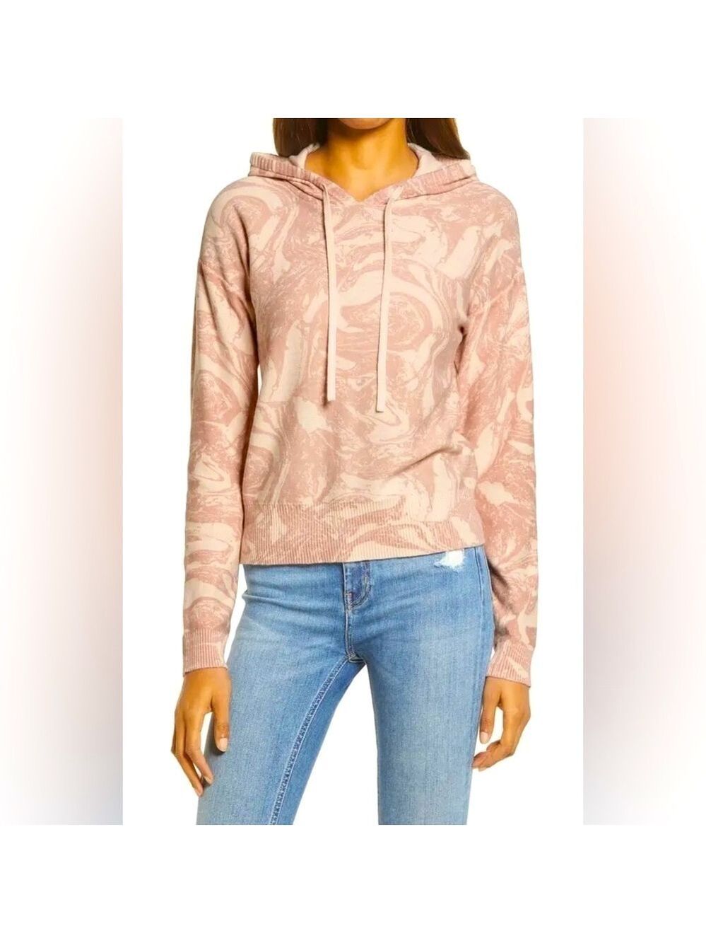 Treasure Bond Marble Knit Sweater Womens Small Hoodie Pullover